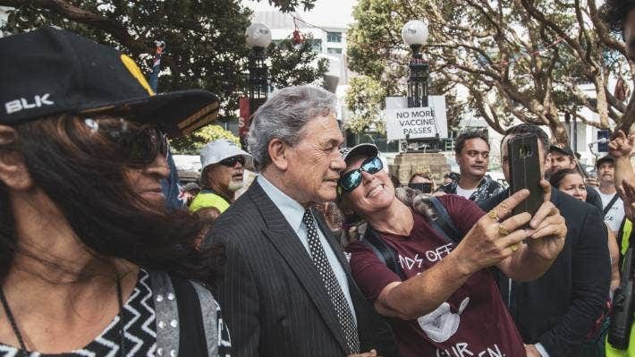 Winston Peters visited the occupation at Parliament in 2022.