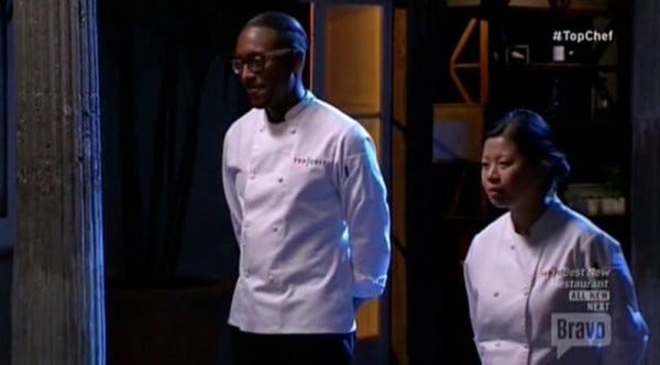 gregory with mei at top chef boston judges table finale 2015 images