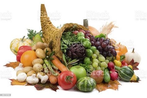 A Cornucopia Of The Colorful Seasonal Food Of Autumn Stock Photo ...