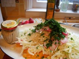 New and Improved Fennel Salad, prior to tossing.