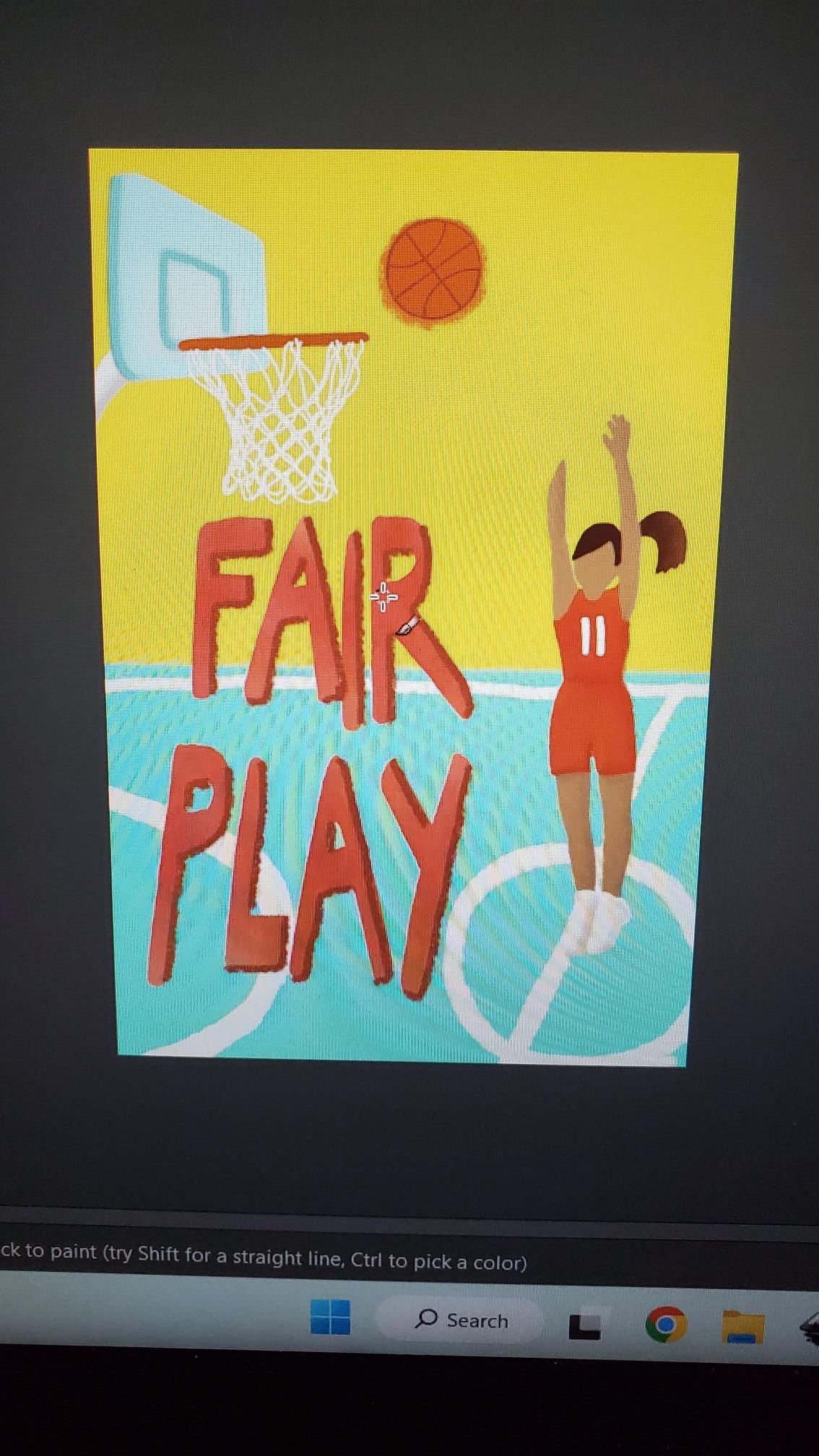 Color image of the book cover, a girl shooting with the ball in mid-air, but she has no face.