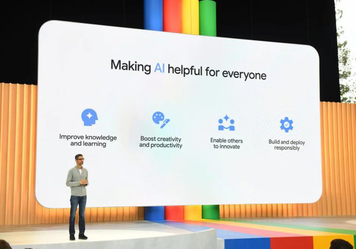 Sundar Pichai, director ejecutivo de Google, durante el evento Google I/O celebrado ayer