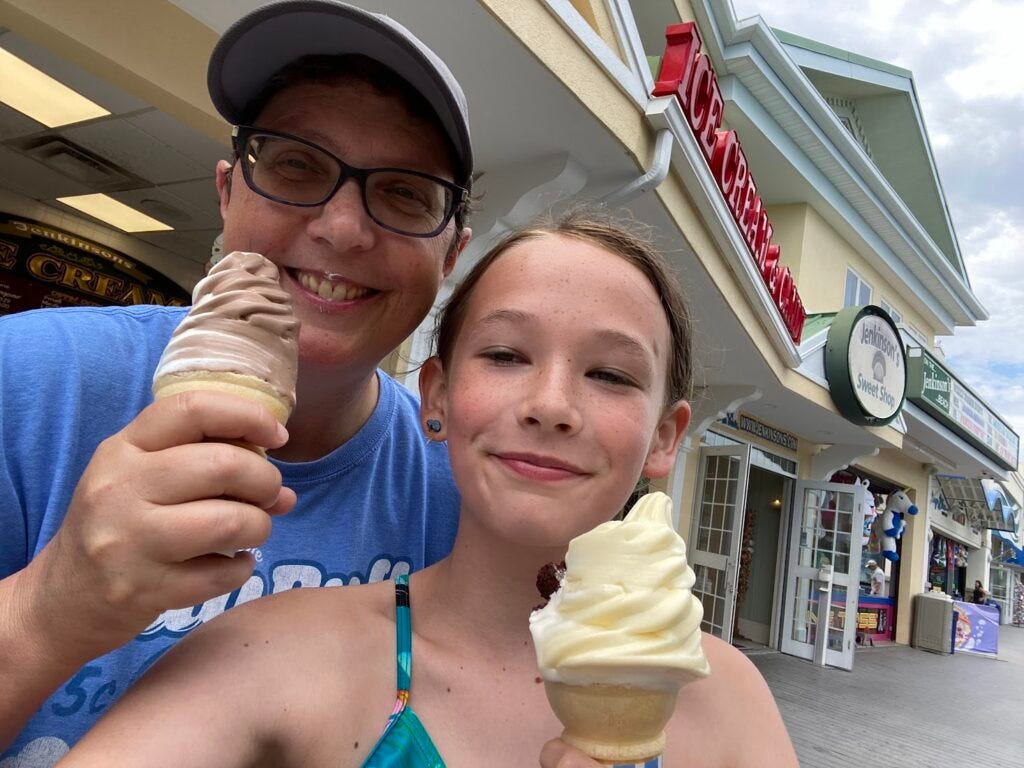 etta and v eating ice cream