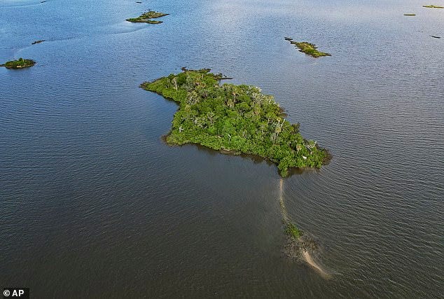 Walsh had used part of the money he stole to buy a ski lodge, and Sweetheart Island, seen here