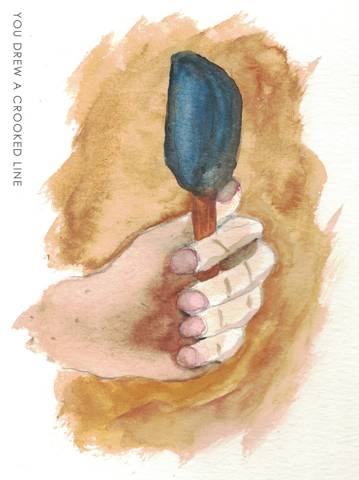 Watercolor illustration of a hand holding a popsicle