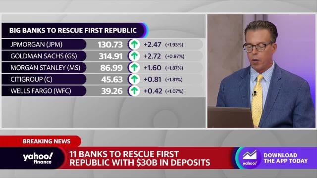 Regulators praise big banks' rescue plan to deposit $30 billion in First  Republic Bank