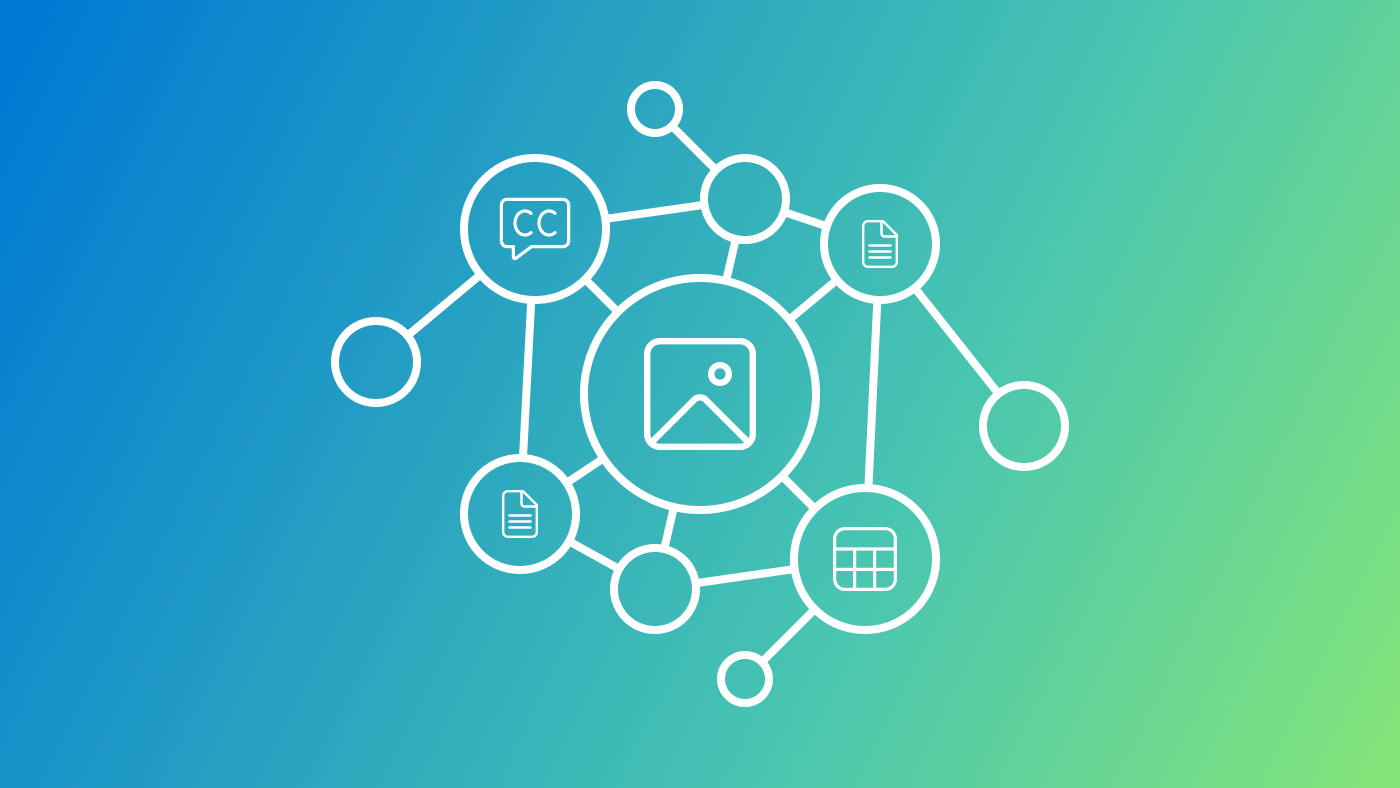 Responsible AI blog - hero graphic with connected circles with icons depicting closed captions, calendar, image, and document inside of the circles Responsible AI blog - hero graphic with connected circles with icons depicting closed captions, calendar, image, and document inside of the circles