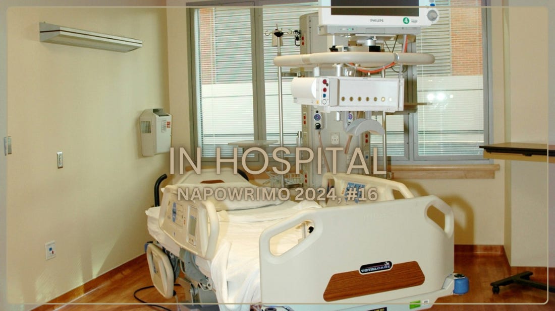Hospital bed and medical equipment in a hospital room