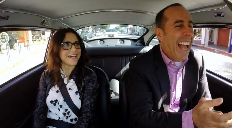 jerry seinfeld in car with julia louis dreyfuss