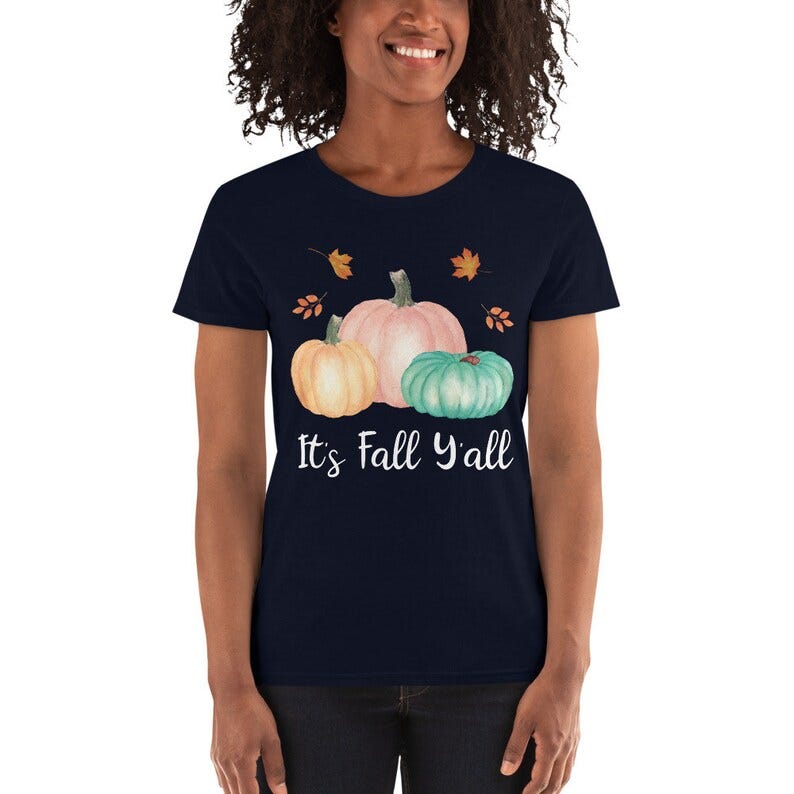 It's Fall Y'all Women's T-Shirt Fall Tee Cute image 1