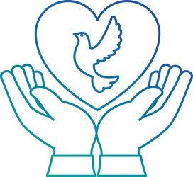 Hands human with dove of peace and heart Vector Image