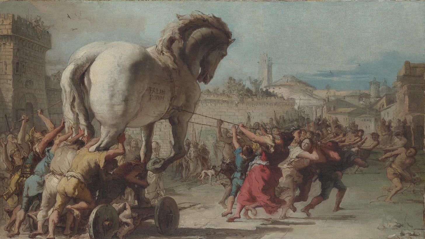 Giovanni Domenico Tiepolo | The Procession of the Trojan Horse into Troy |  NG3319 | National Gallery, London