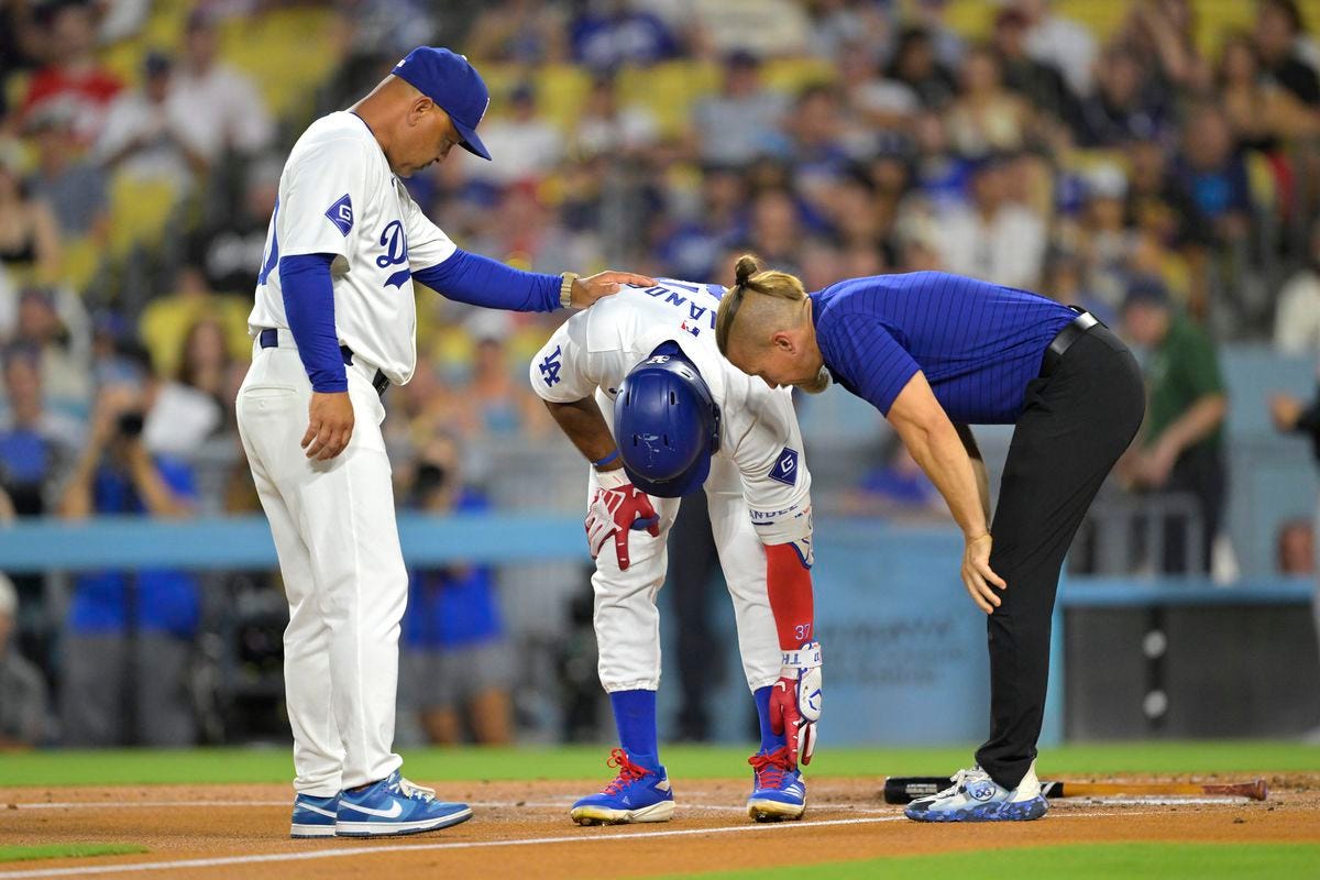 Teoscar Hernandez leaves after being hit by pitch and offense can't pick up  Landon Knack in 3-1 loss - True Blue LA