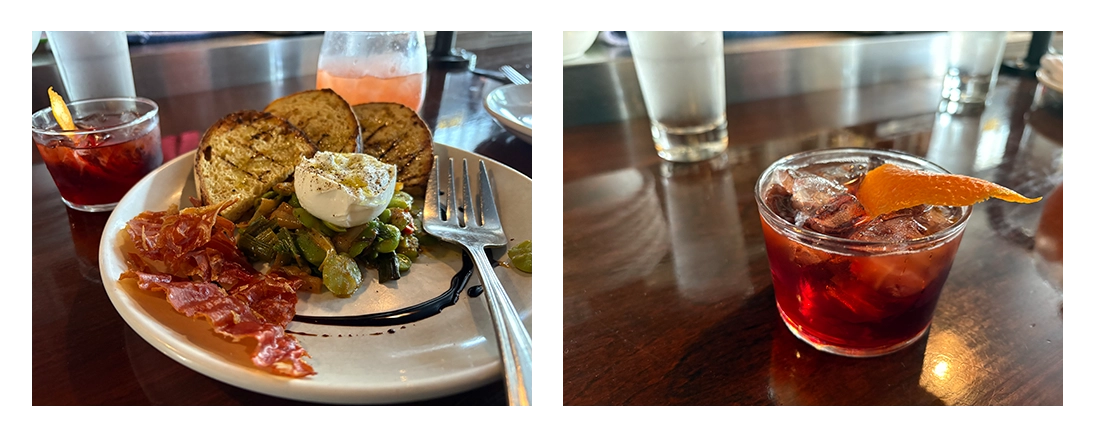 Burrata and a glass of phony negroni Burrata and a glass of phony negroni