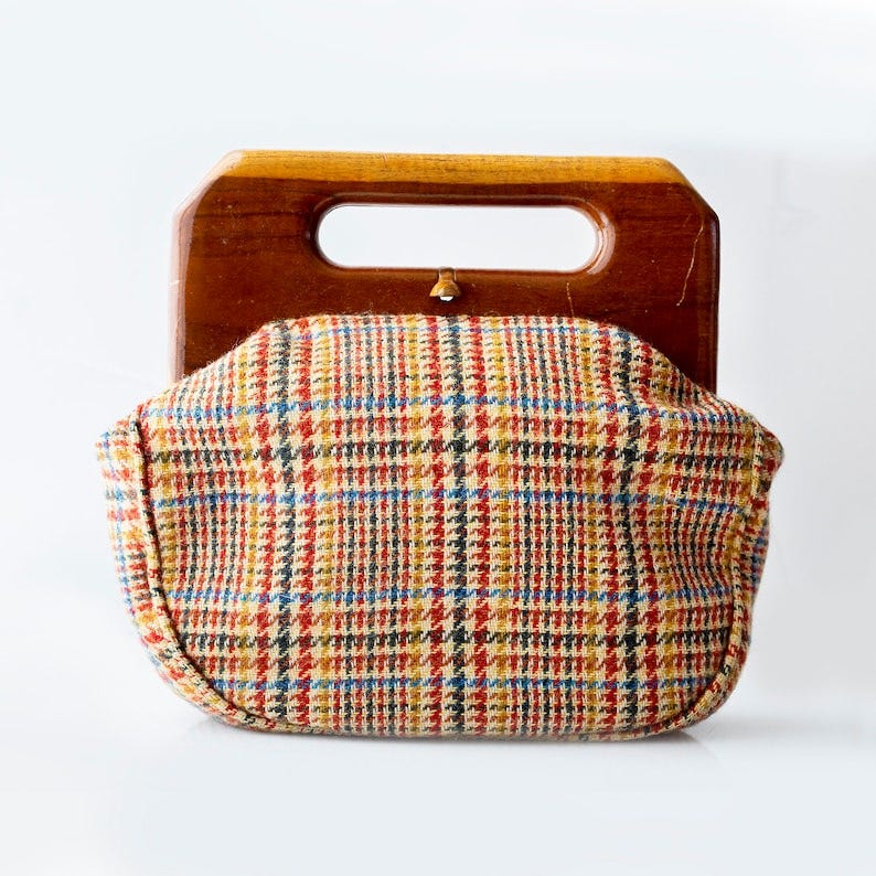 Bermuda Tartan Purse By English Sports Shop Hand Made in Burmuda With Wooden Lock image 1