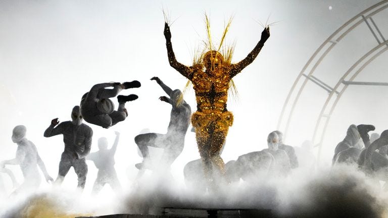 The Golden Voyager performs during the closing ceremony for the Paris 2024 Olympics. Pic: Rob Schumacher-USA TODAY Sports / Reuters
