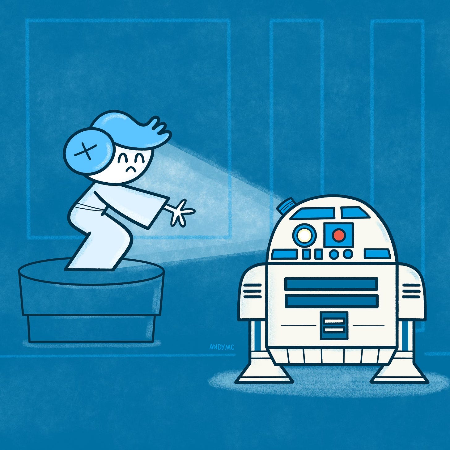 a cartoon illustration of Princess Leia and R@-D@