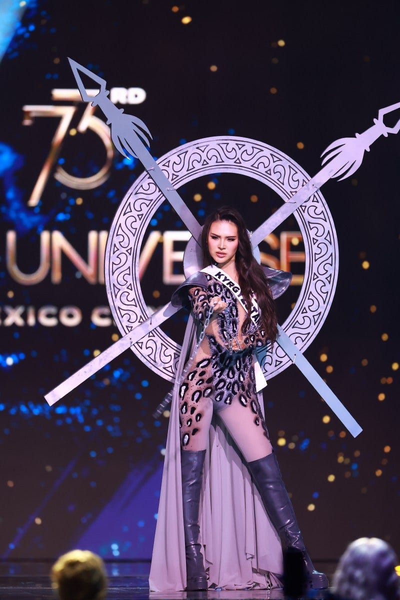 MEXICO CITY, MEXICO - NOVEMBER 14: Miss Kyrgyzstan Maya Turdalieva participates in the The 73rd Miss Universe Competition - Preliminary Competition at Arena Ciudad de Mexico on November 14, 2024 in Mexico City, Mexico. (Photo by Hector Vivas/Getty Images)