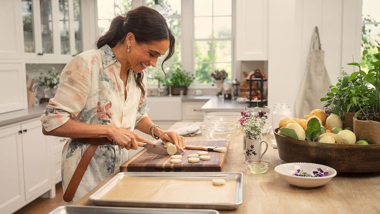 Image may contain Meghan Duchess of Sussex Adult Person Blade Weapon Knife Chopping Board Food Accessories and Bag