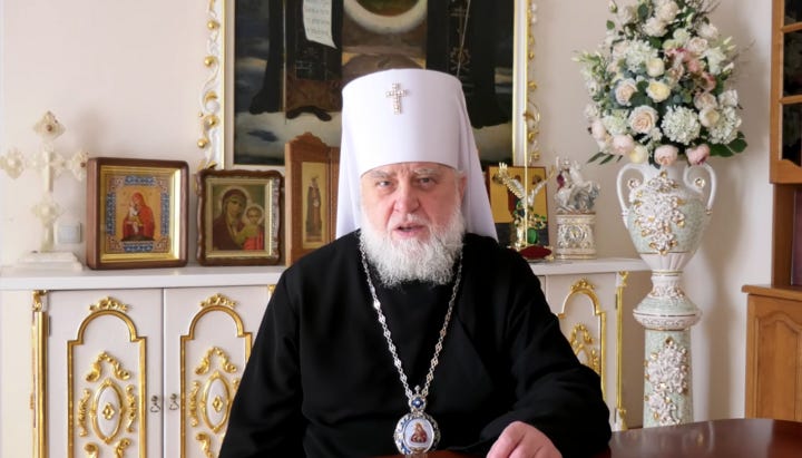 Metropolitan Volodymyr, the abbot of the Pochaiv Lavra. Photo: a screenshot of the Pochaiv Lavra YouTube channel