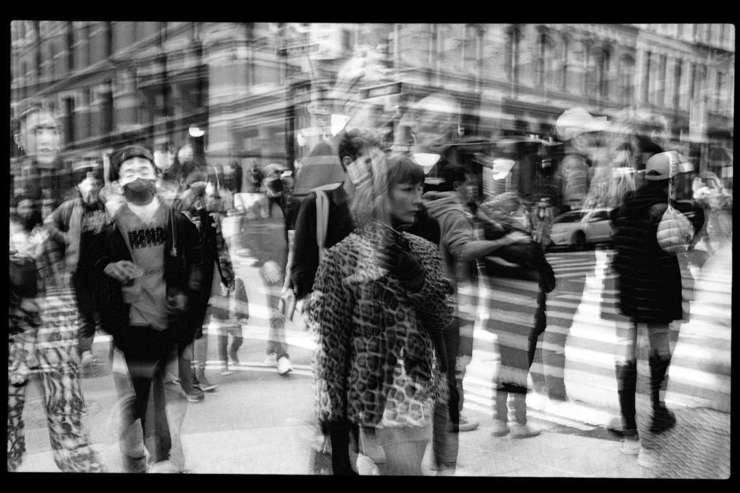 On Prince Street. New York City, 2 January 2022. This is an in camera multiple exposure photo in which the previous photo is part of it.