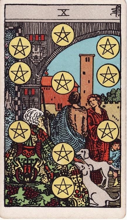 Tarot card 10 of Pentacles