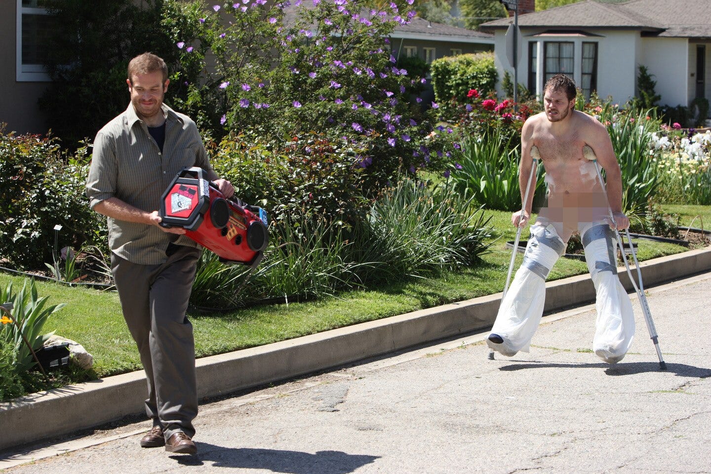 Parks and Rec Andy naked crutches