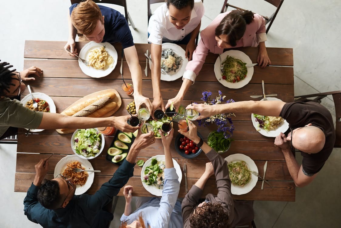 Free Group of People Making Toast Stock Photo