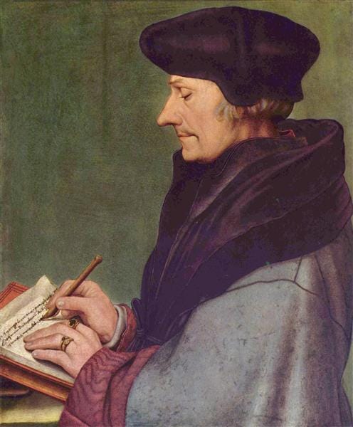 Portrait of Erasmus of Rotterdam Writing, 1523 - Hans Holbein the Younger