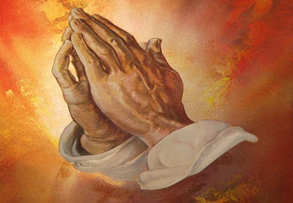 colorful hand in prayer 