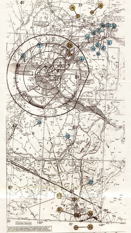 A photo of Robert Hansen’s flight map