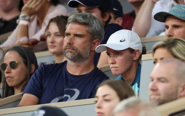 Tomasz Wiktorowski, coach of Iga Swiatek of Poland, Daria Abramowicz during day 14 of the French Open 2022, second tennis Grand Slam of the year at...