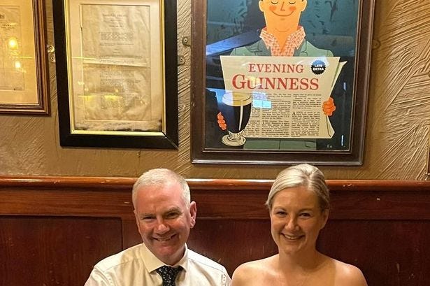The newlyweds in their favourite pub