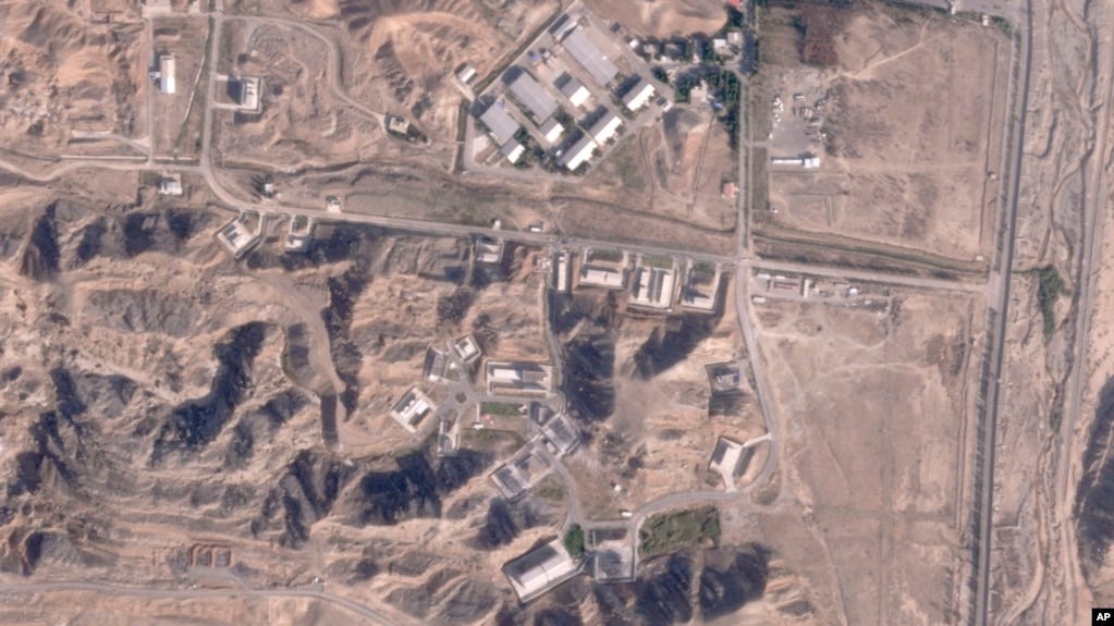 This satellite photo from Planet Labs PBC shows damaged buildings at Iran's Parchin military base outside of Tehran, Oct. 27, 2024. (Planet Labs PBC via AP)