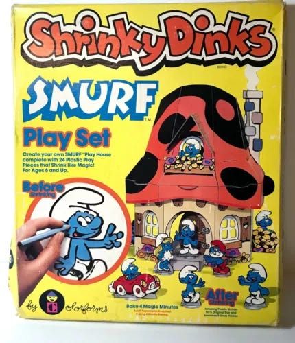 Smurf Shrinky Dinks Play Set Colorforms 1982 24 Pieces  - Picture 1 of 6