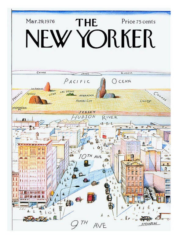 #faatoppicks Art Print featuring the painting New Yorker March 29, 1976 by Saul Steinberg