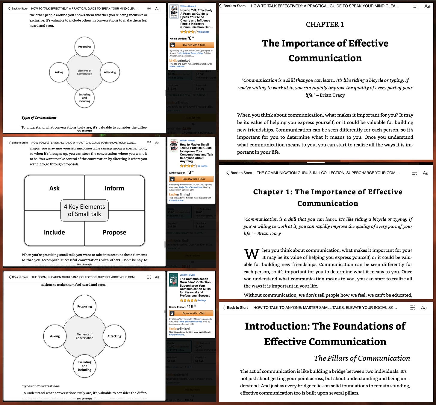 screenshots of similar content from multiple books by GAN-faced authors