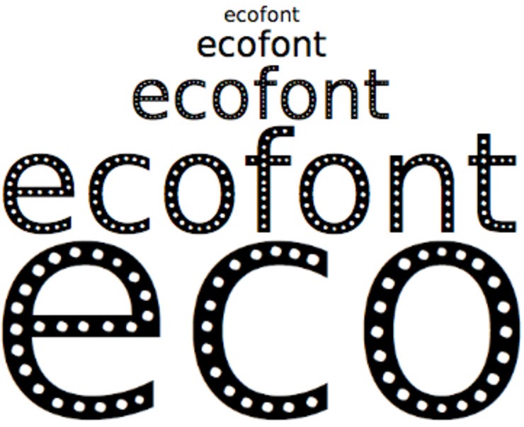 Ecofont's takes ink traps to a different level; to make holes