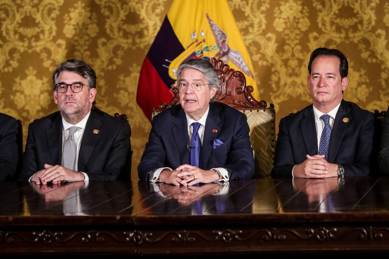 Le président de l’Equateur Guillermo Lasso a dissout l’Assemblée le 17 mai 2023. Photo : Bolivar Parra/Ecuador Presidency/Reuters