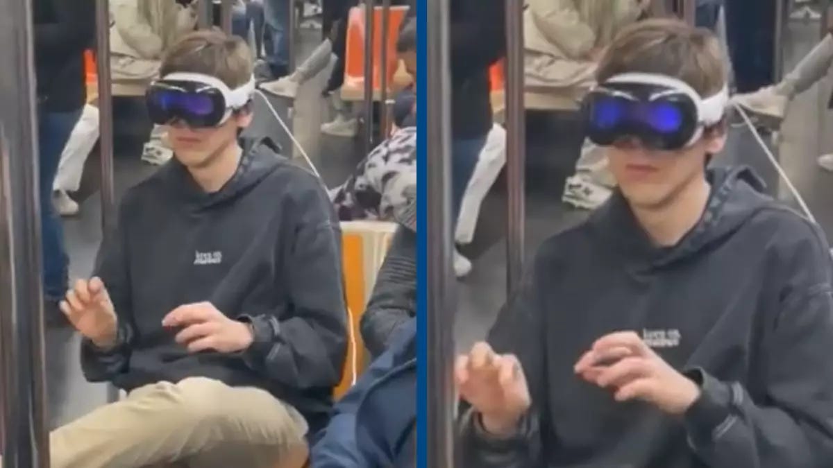 People have huge concerns after seeing man wearing Apple Vision Pro on  subway