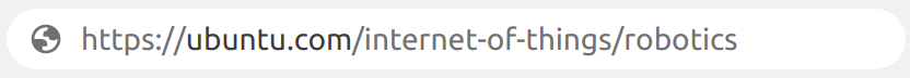 A URL screenshot that reads ubuntu.com/internet-of-things/robotics