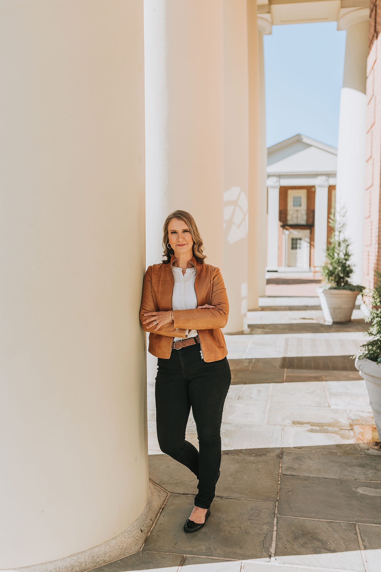 Image of Dr Stacy Wentworth standing by a pole