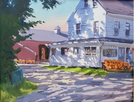 A painting of a house with pumpkins in front of it

Description automatically generated with low confidence