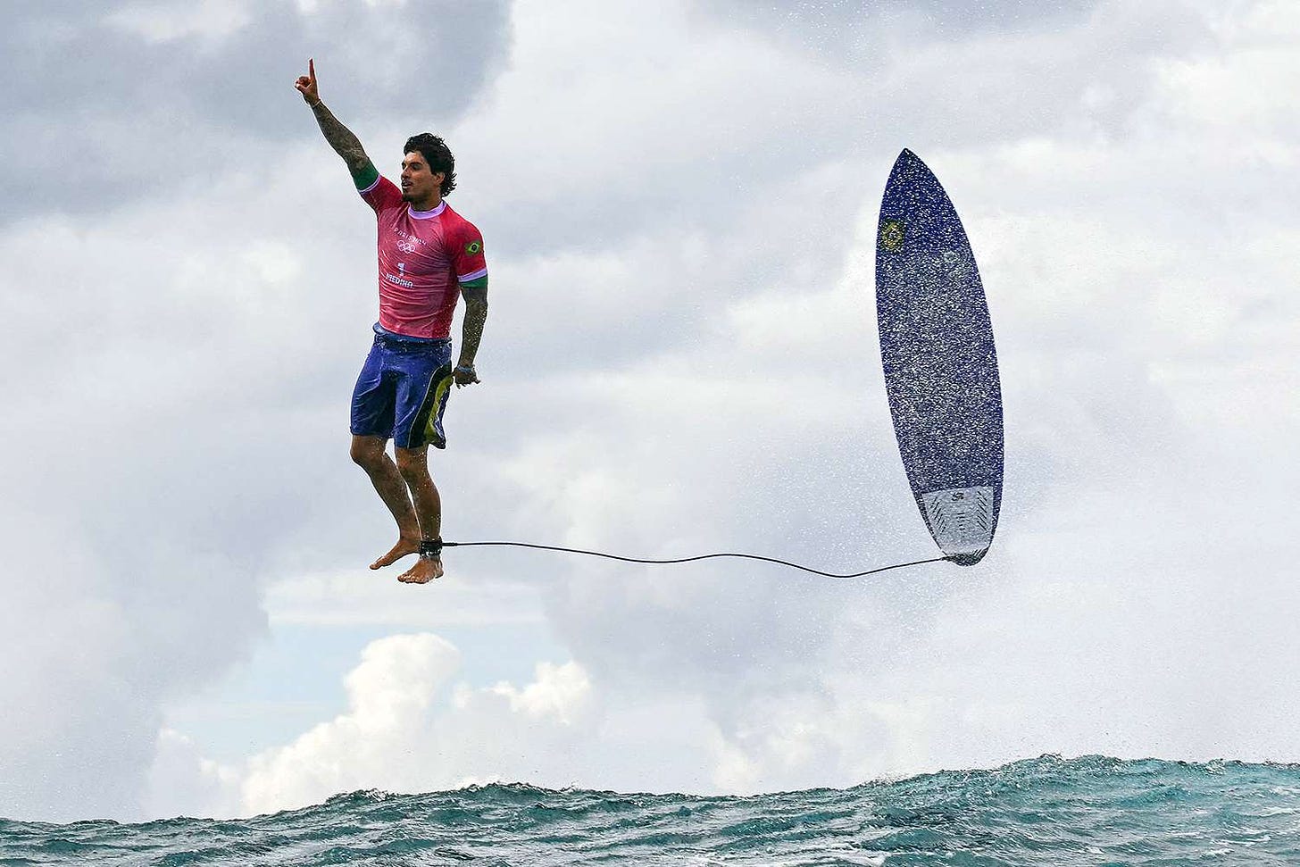 Surfer Gabriel Medina Floats in Viral Photo from 2024 Summer Olympics