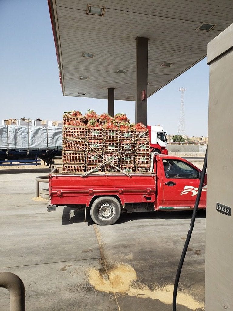 Tomato truck on the way to Alexandria-Egypt