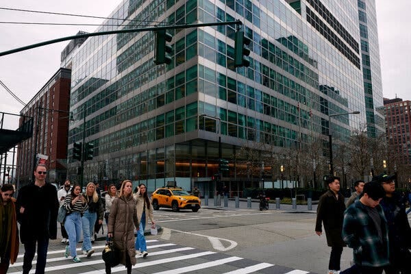 Goldman Sachs&rsquo;s headquarters in New York. The bank agreed to review some of its career advancement processes.