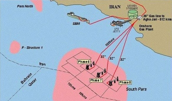 South Pars Oil and Gas Field, Persian Gulf, Offshore Iran