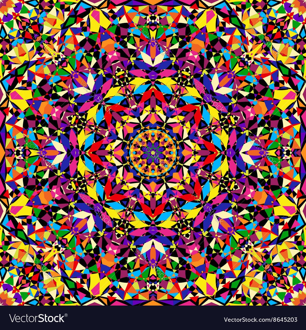 Bright geometric seamless kaleidoscope pattern Vector Image
