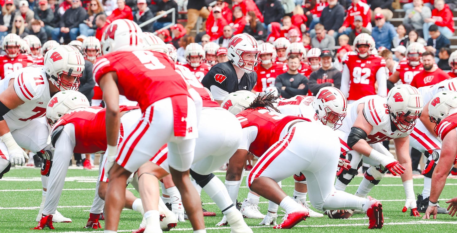 Wisconsin Badgers QB Billy Edwards Jr. goes under center during the Spring Showcase
