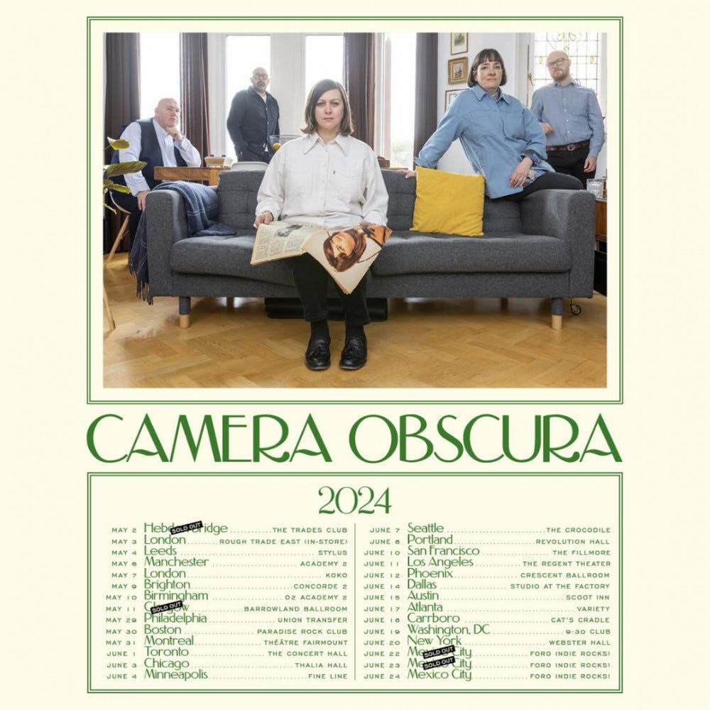 Camera Obscura Share 2024 Tour Dates: Ticket Presale Code & On-Sale Info |  Zumic | Music News, Tour Dates, Ticket Presale Info, and More